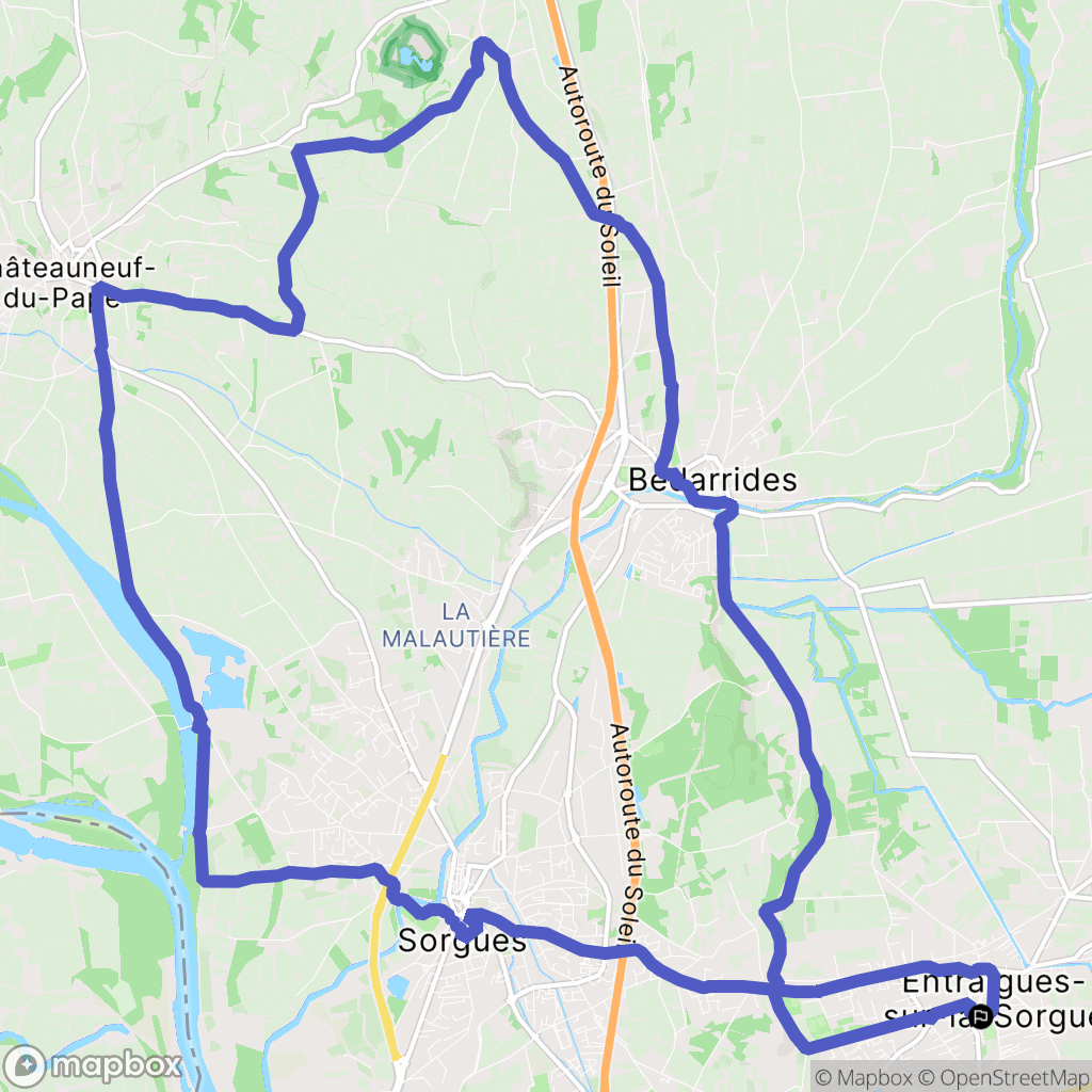 Entraigues-sur-la-Sorgue : carte du parcours de randonnée - France