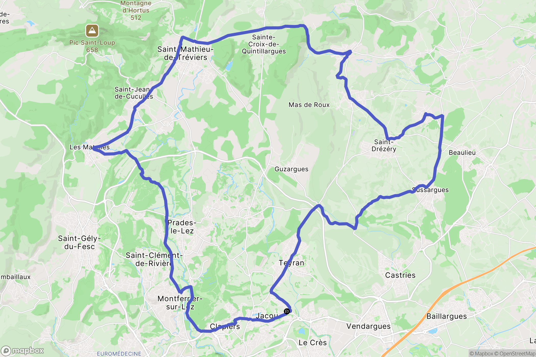 Jacou : carte du parcours de randonnée - France