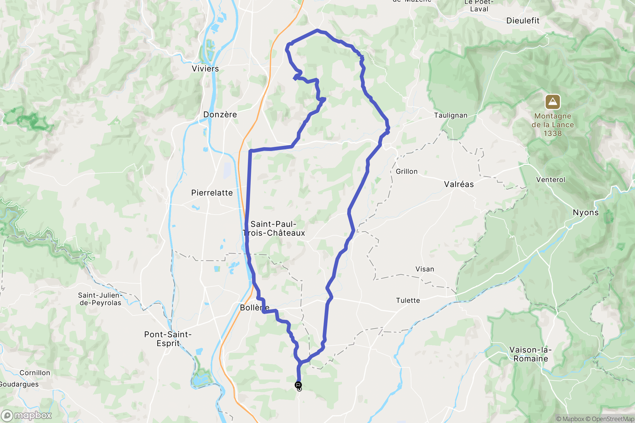 Uchaux : carte du parcours de randonnée - France