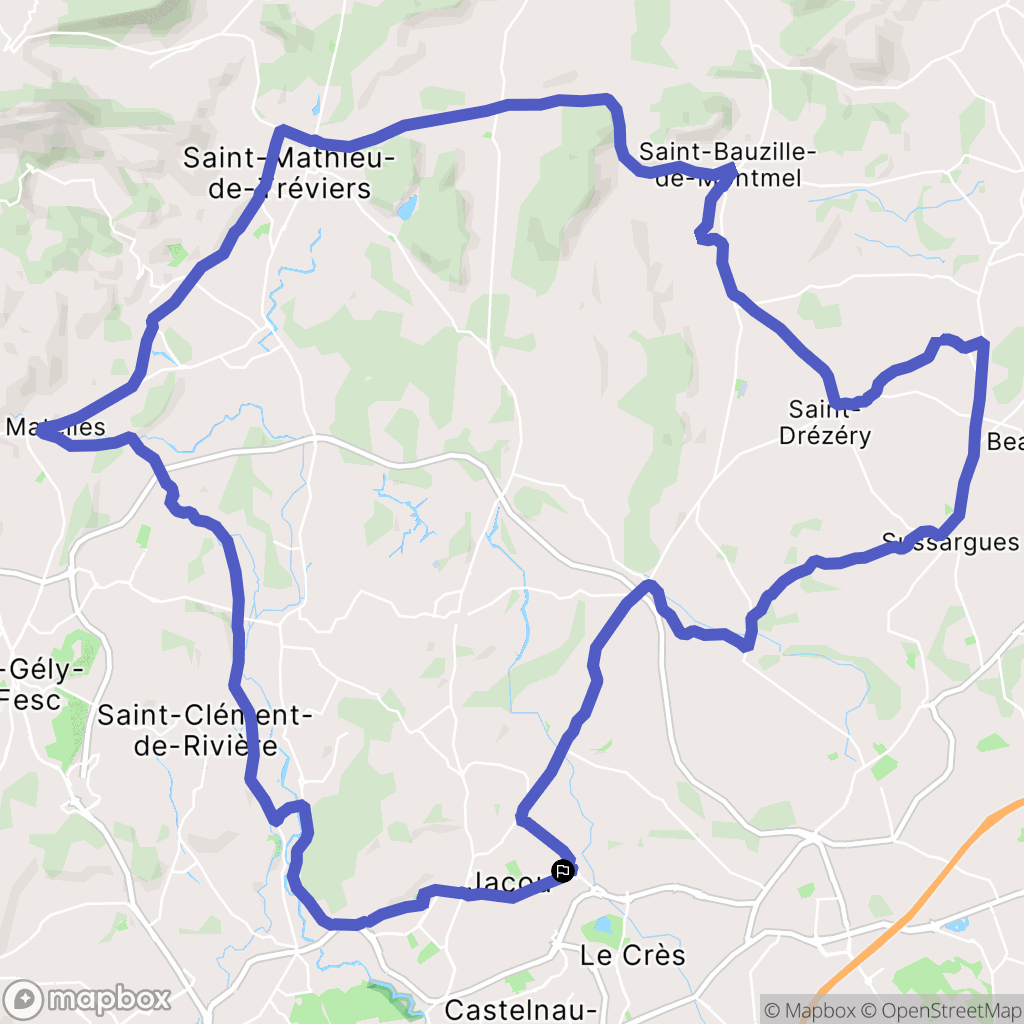 Jacou : carte du parcours de randonnée - France