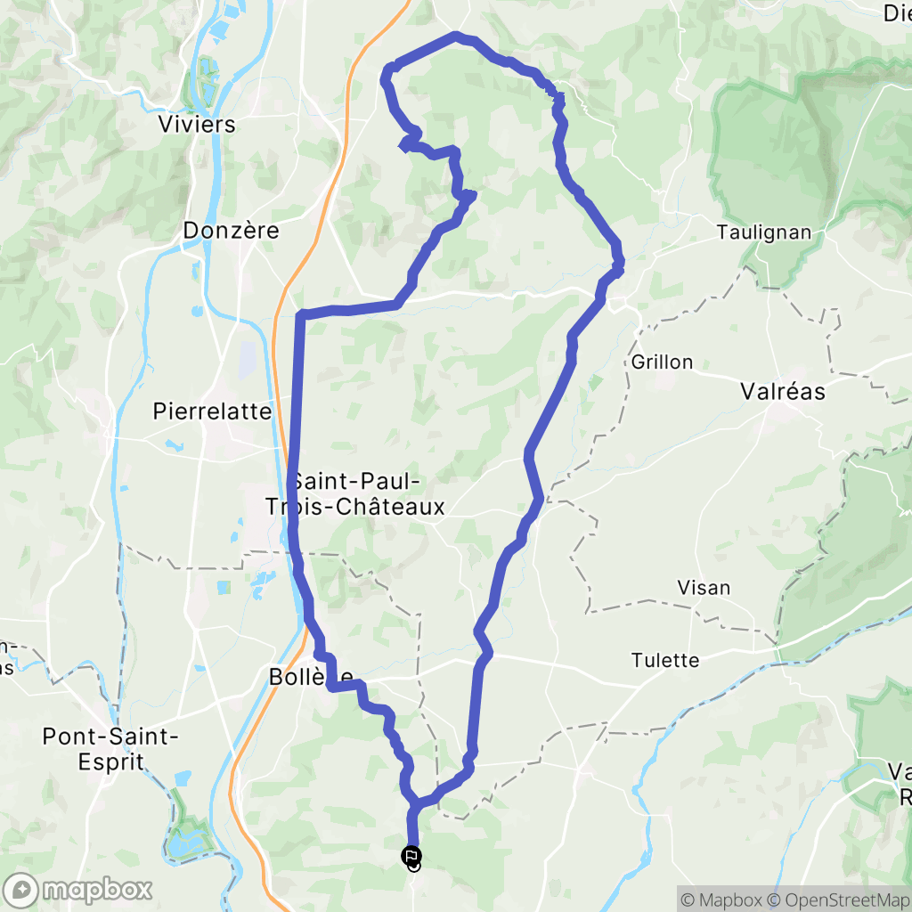 Uchaux : carte du parcours de randonnée - France