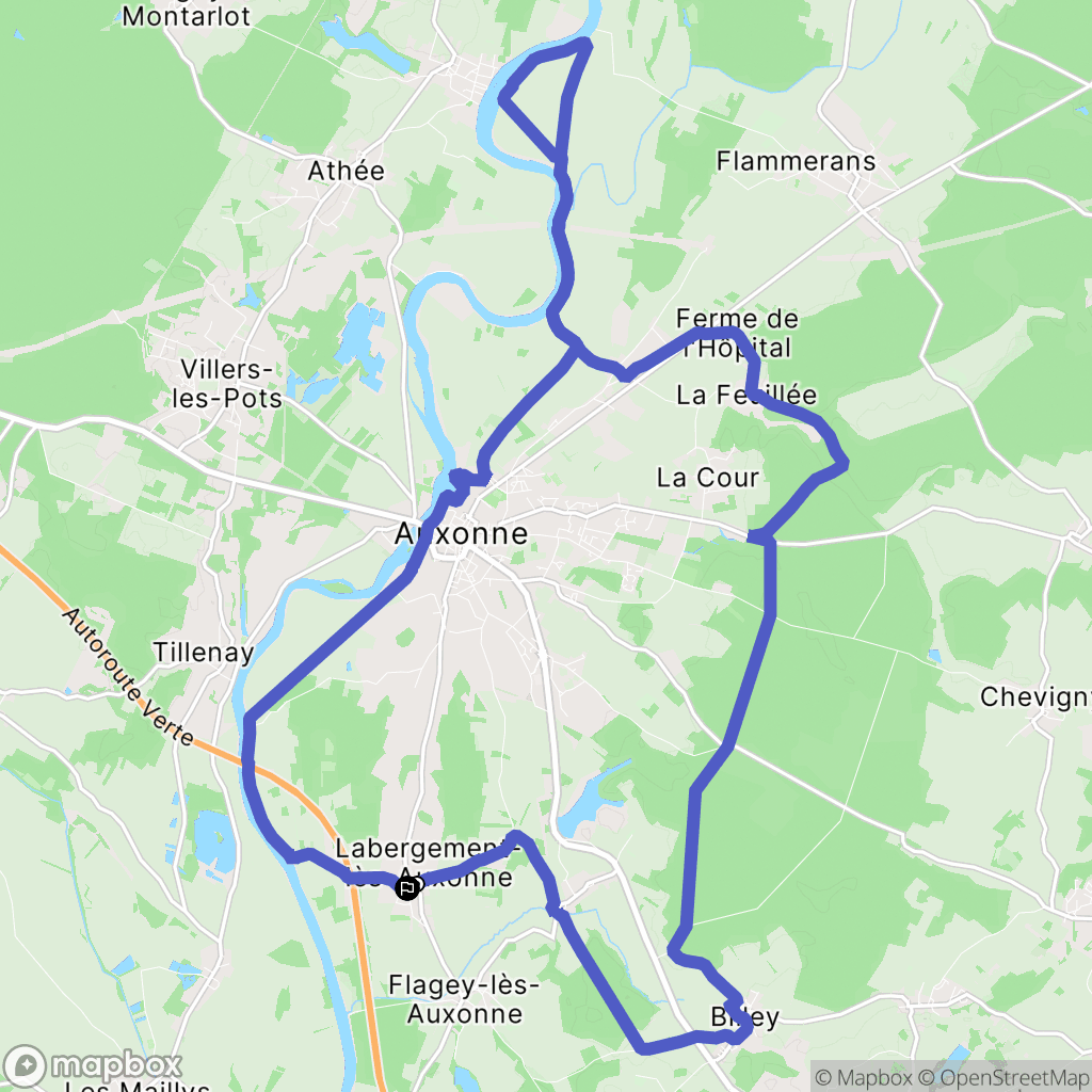 Labergement-lès-Auxonne : carte du parcours de randonnée - France