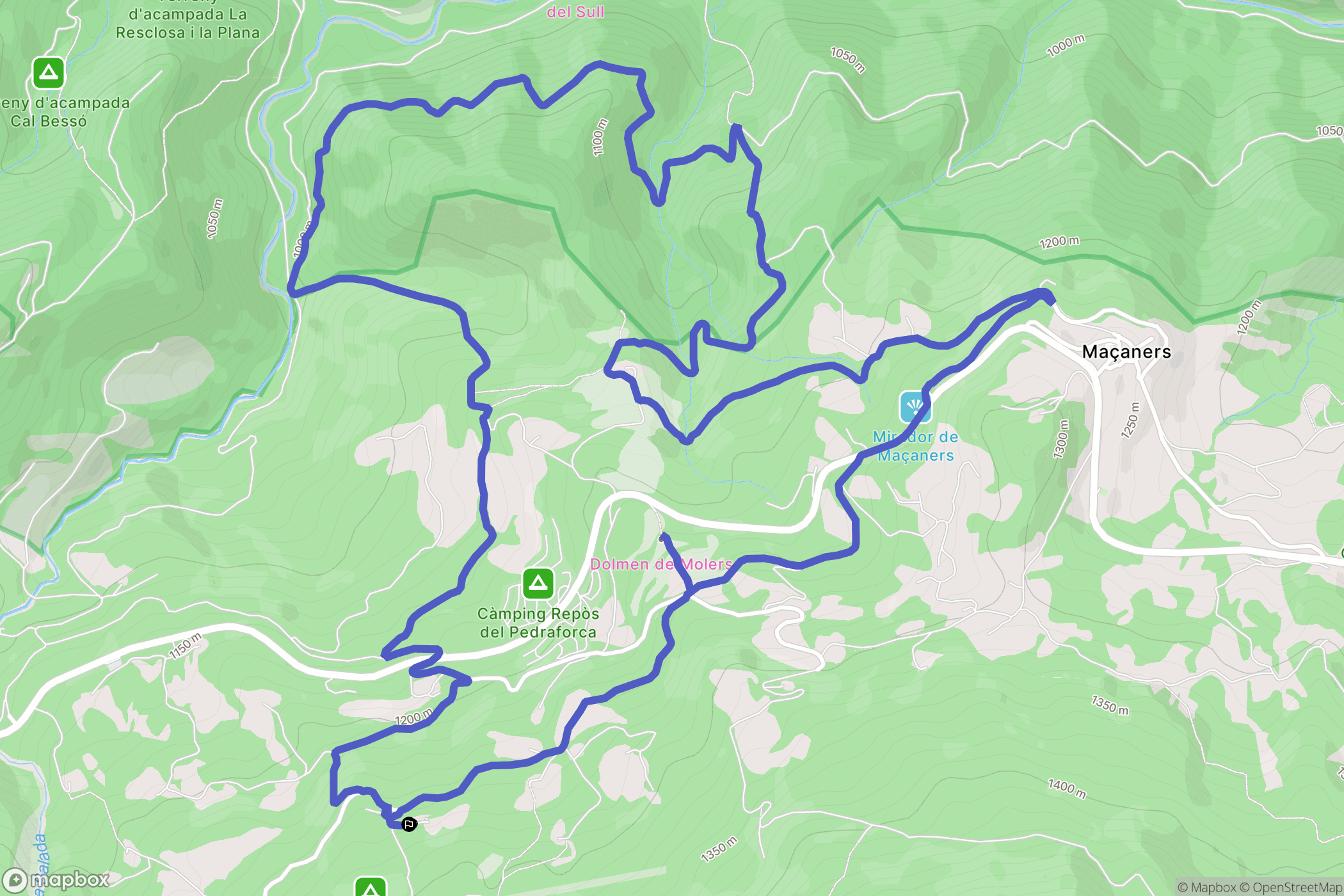 Saldes : carte du parcours de randonnée - Spain