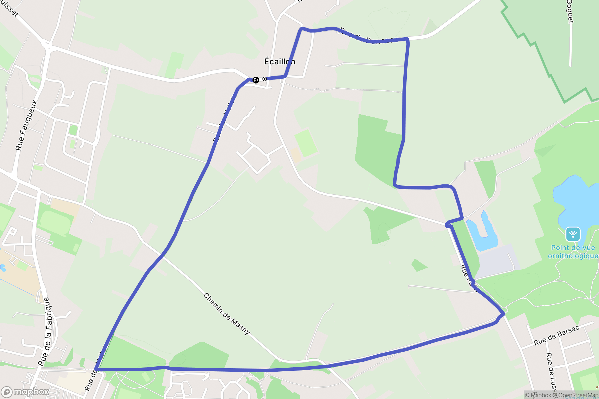 Écaillon : carte du parcours de randonnée - France
