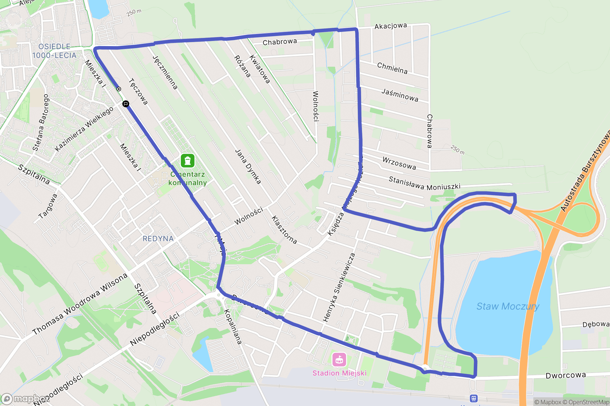 Knurów: mapa trasy - Poland
