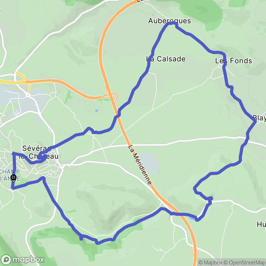 Sévérac d'Aveyron : carte du parcours de randonnée - France