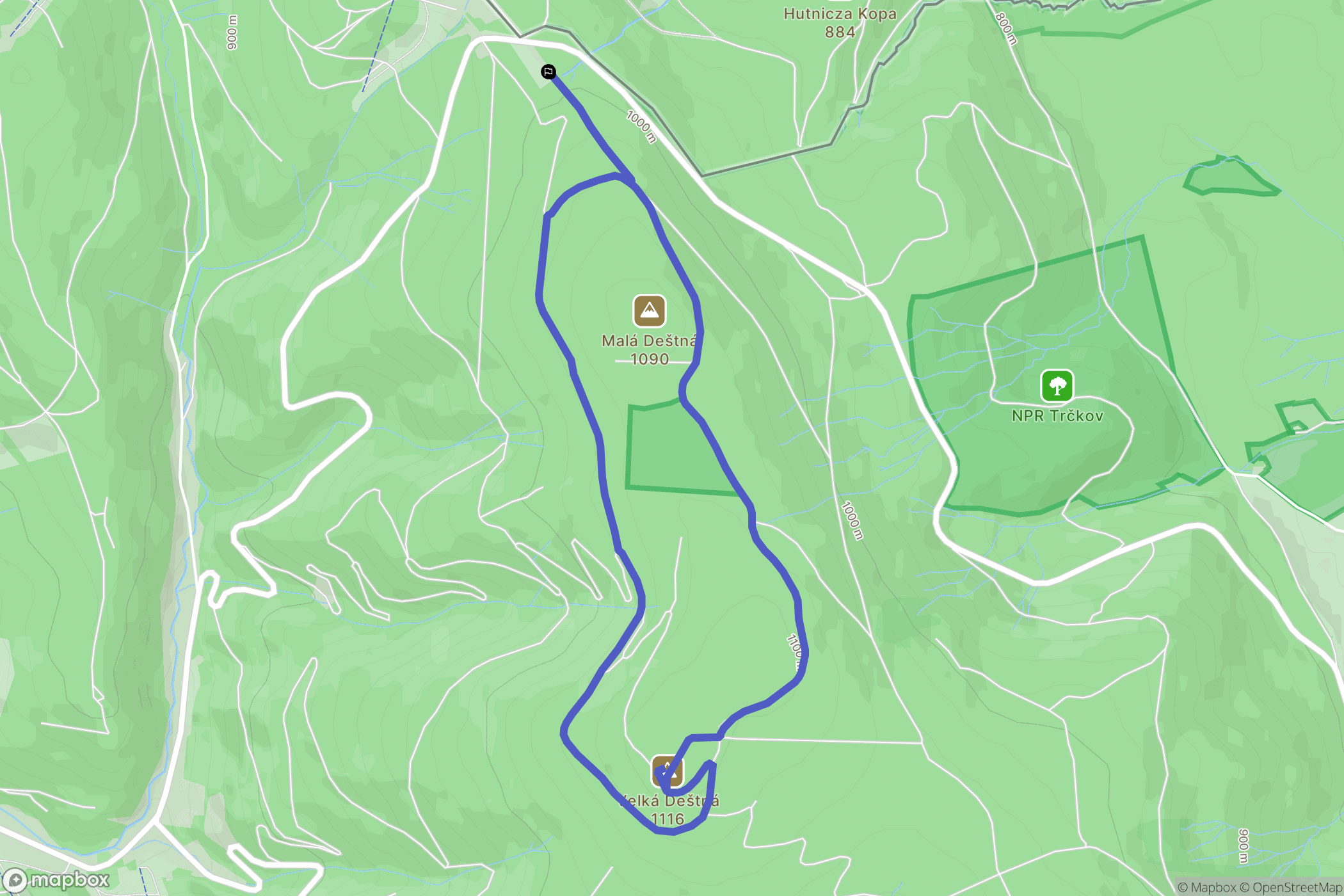 Deštné v Orlických horách: mapa trasy - Czechia