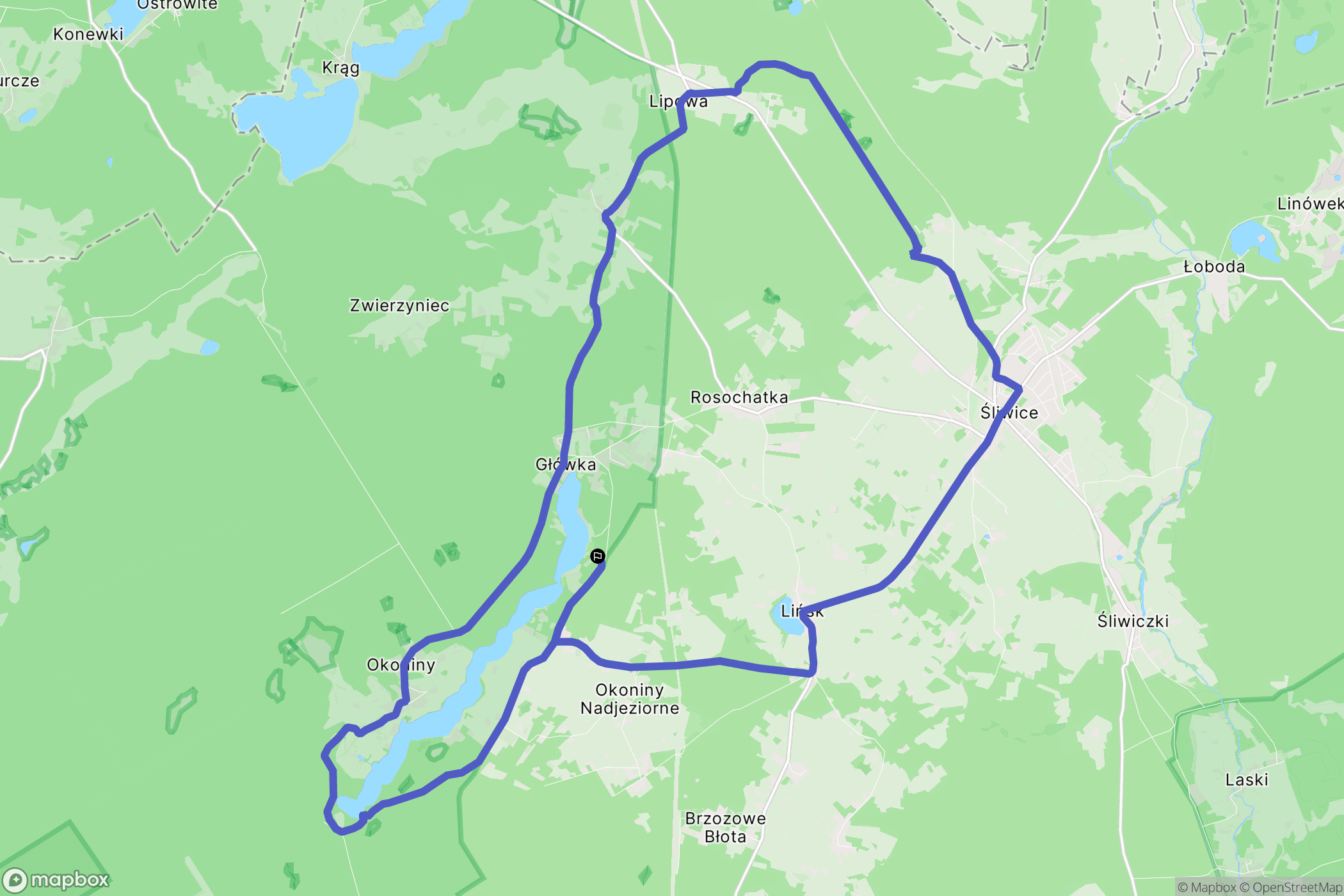 Okoniny Nadjeziorne: mapa trasy - Poland
