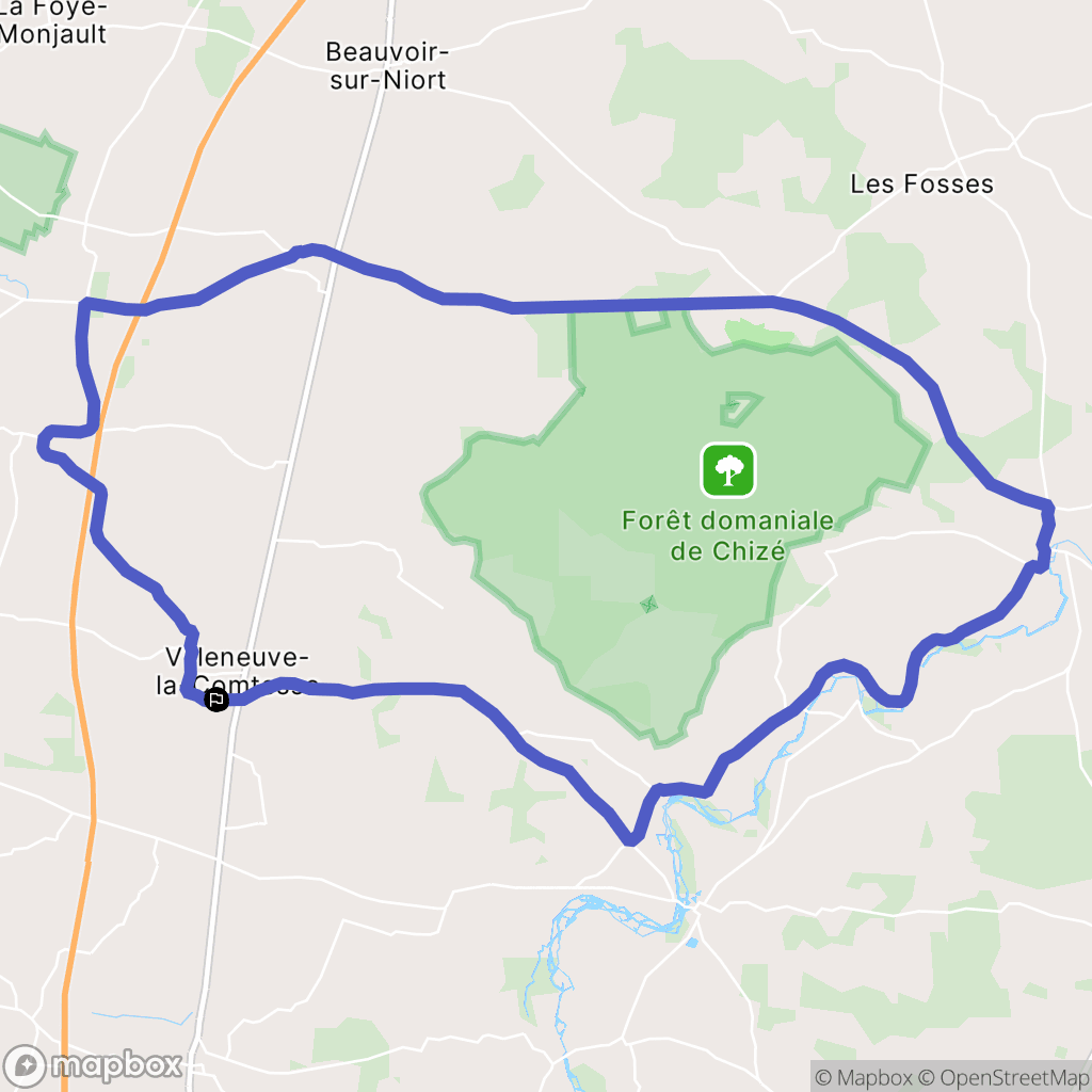 Villeneuve-la-Comtesse : carte du parcours de randonnée - France