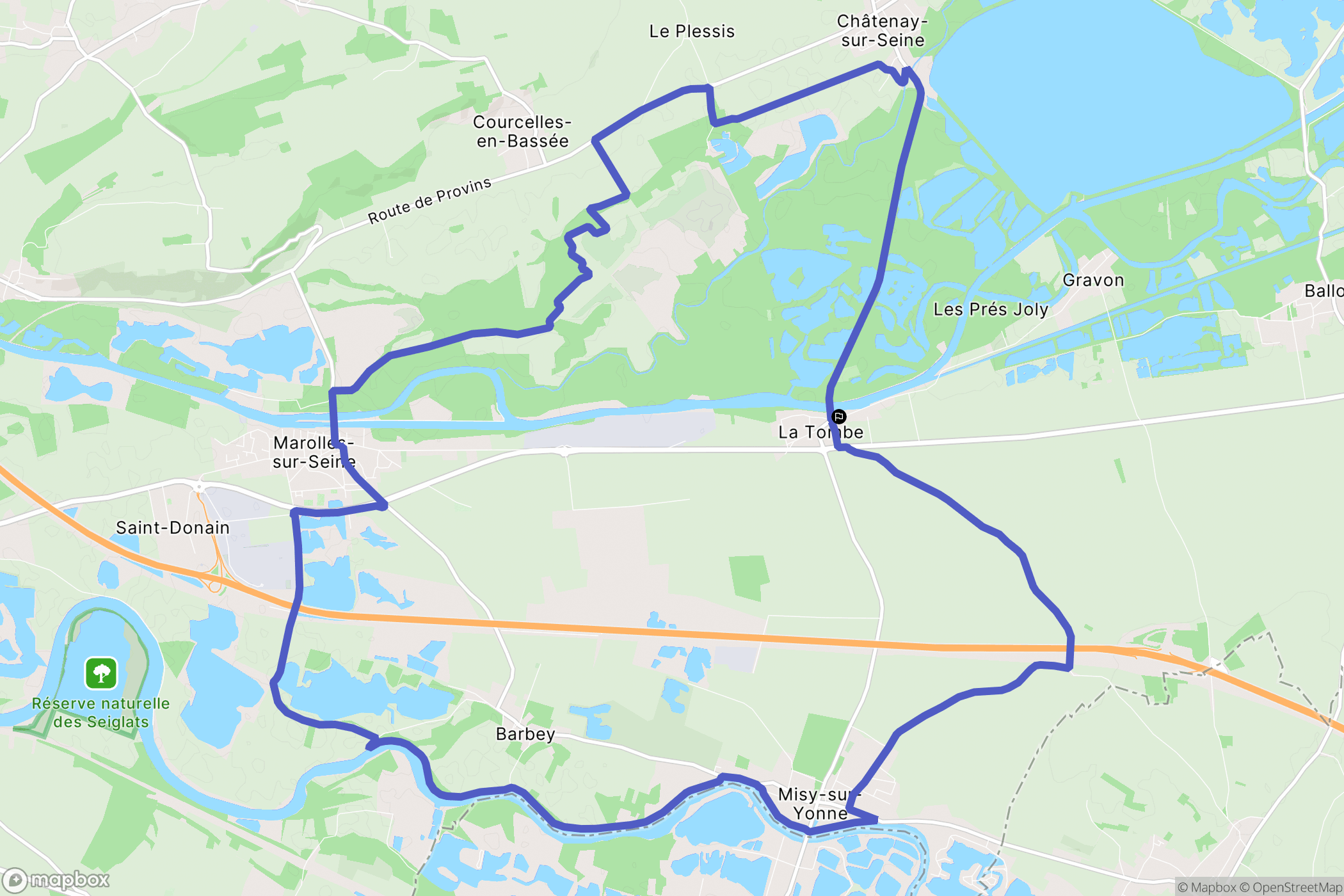 La Tombe : carte du parcours de randonnée - France