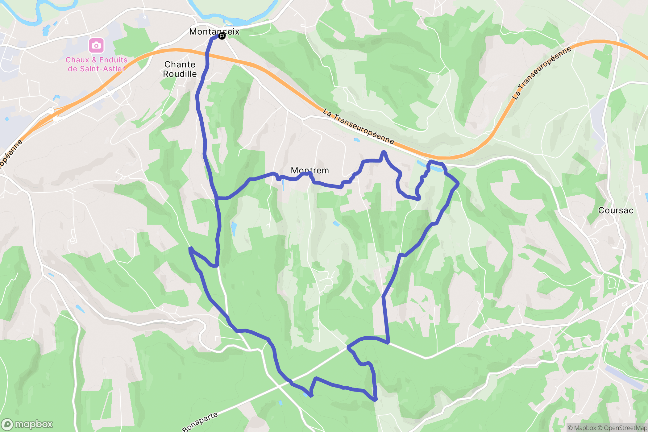Montrem : carte du parcours de randonnée - France