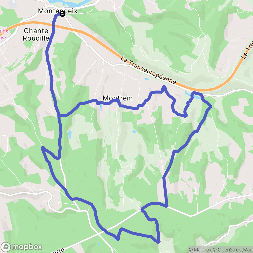 Montrem : carte du parcours de randonnée - France