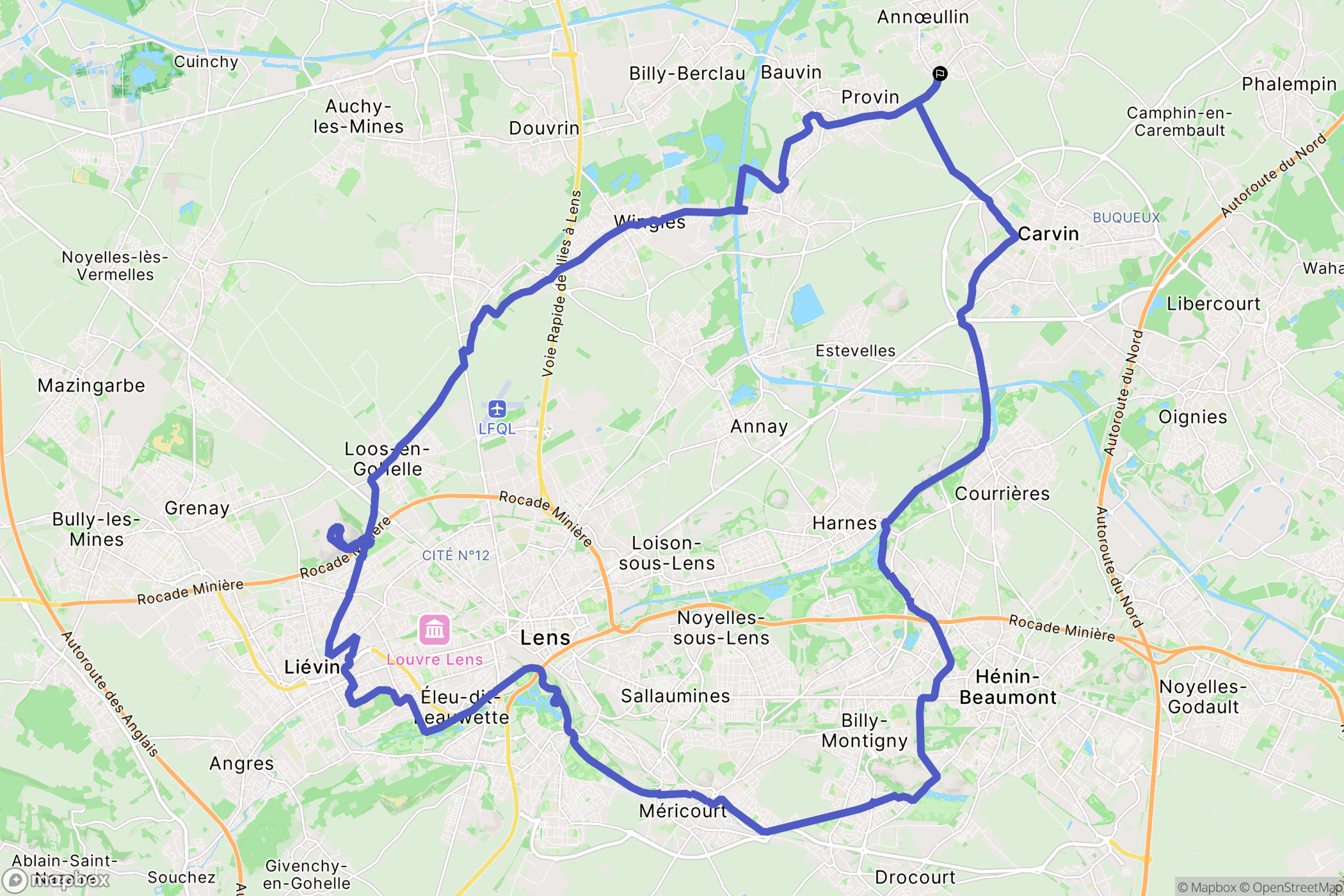 Annœullin : carte du parcours de randonnée - France