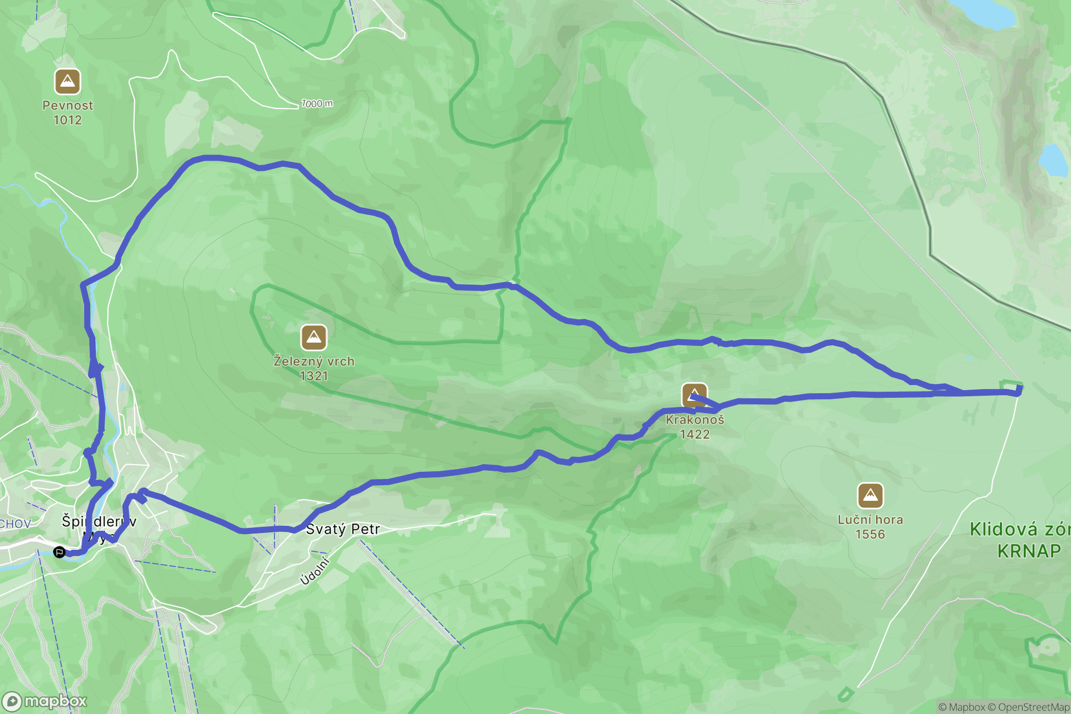 Špindlerův Mlýn: mapa trasy - Czechia