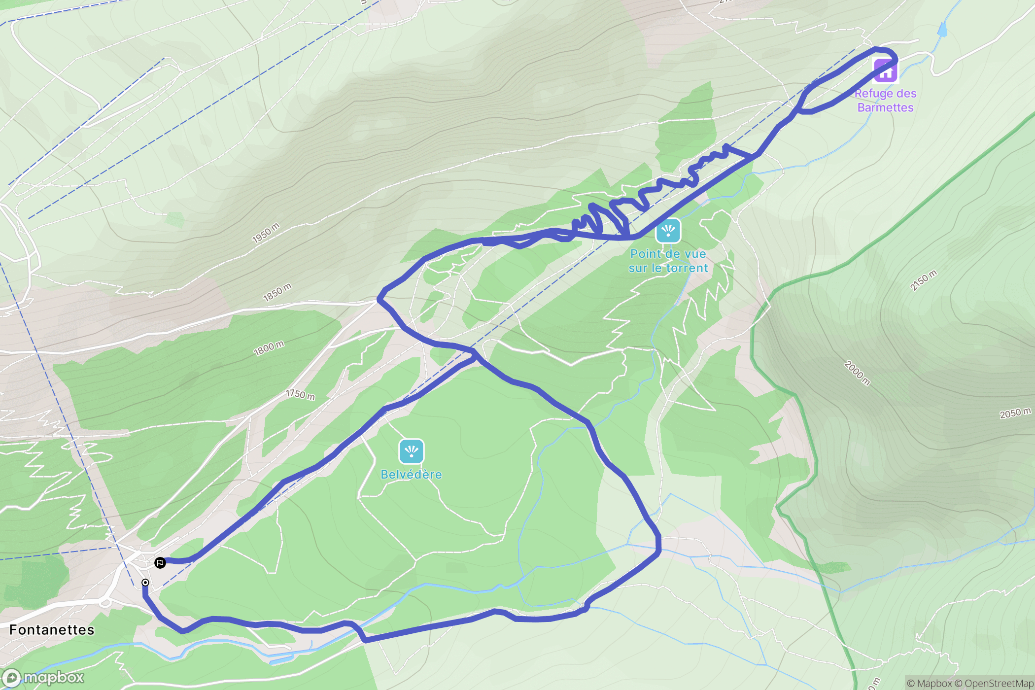 Pralognan-la-Vanoise : carte du parcours de randonnée - France