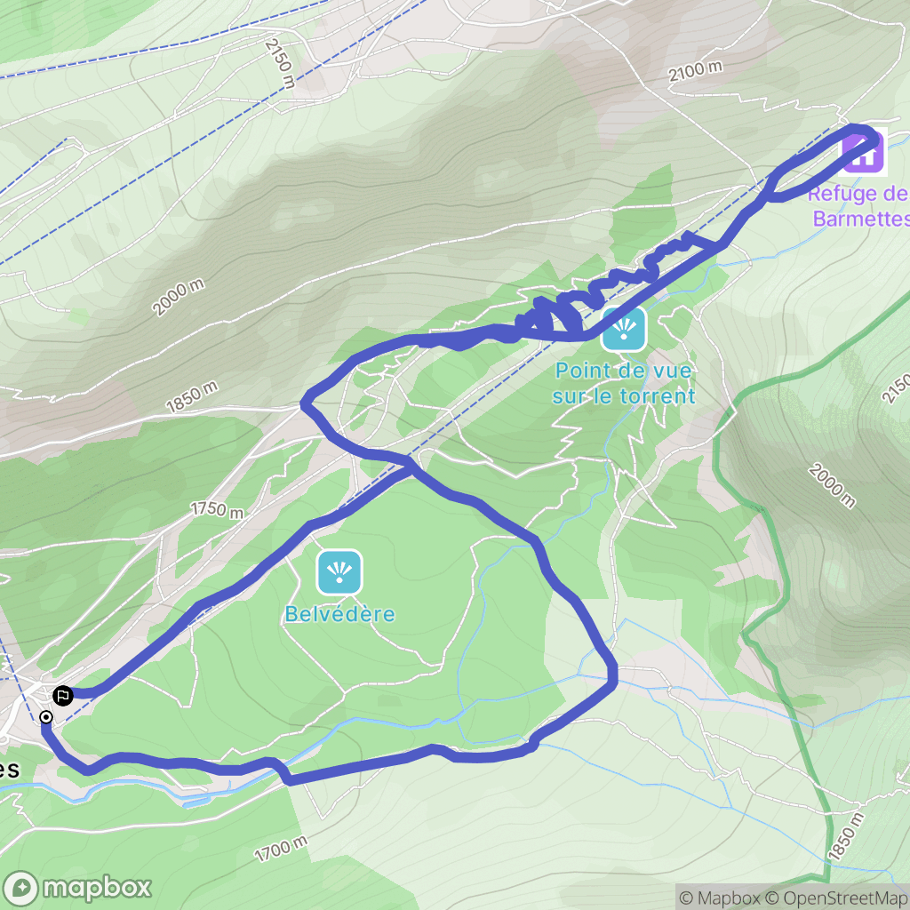 Pralognan-la-Vanoise : carte du parcours de randonnée - France