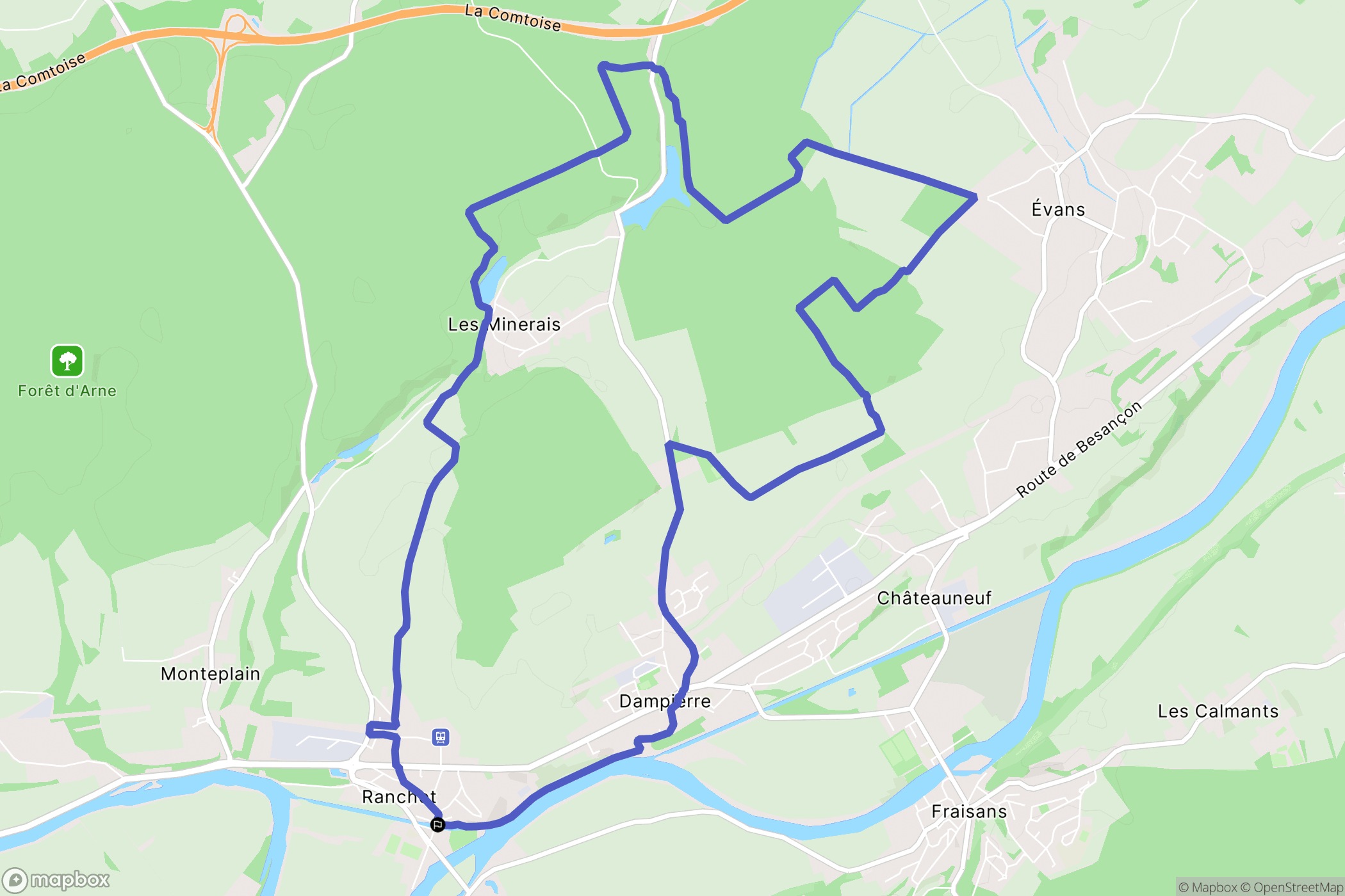Ranchot : carte du parcours de randonnée - France