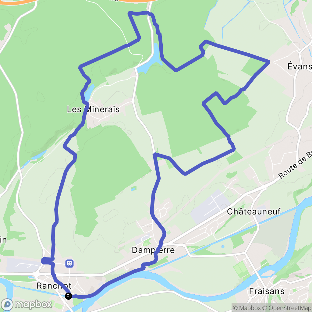 Ranchot : carte du parcours de randonnée - France