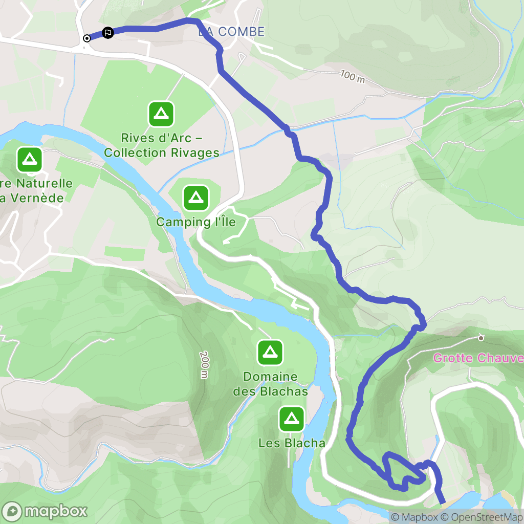 Vallon-Pont-d'Arc : carte du parcours de randonnée - France