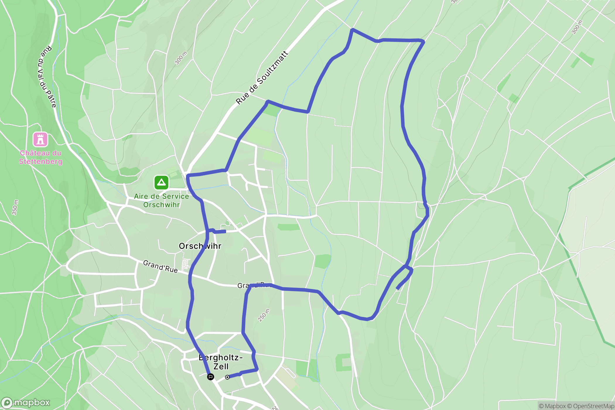 Bergholtzzell : carte du parcours de randonnée - France