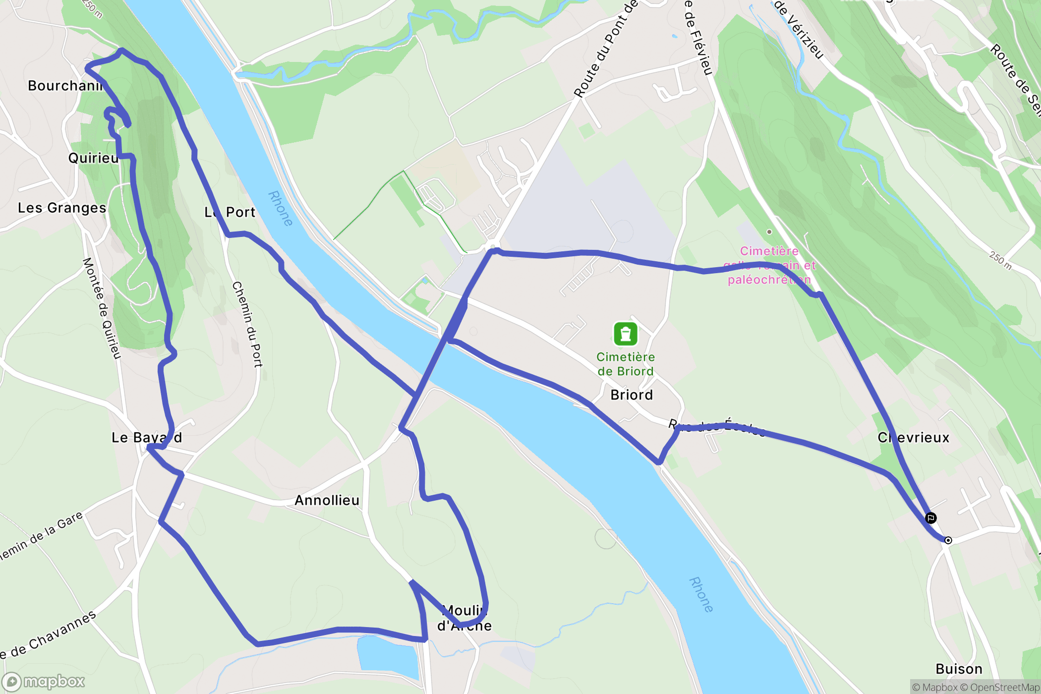 Briord : carte du parcours de randonnée - France
