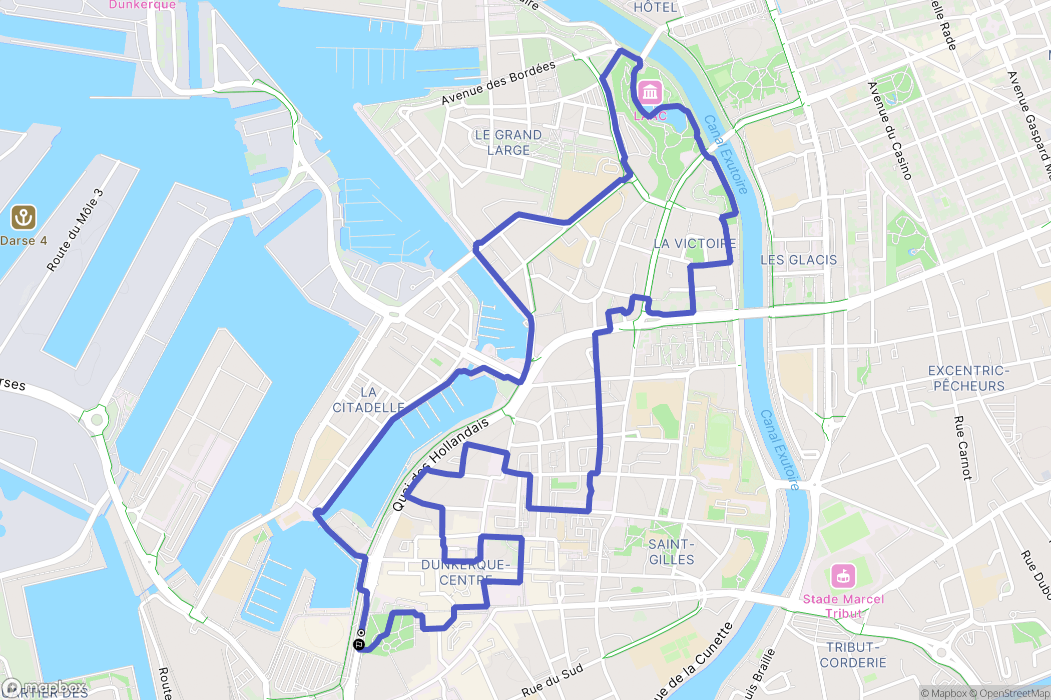 Dunkerque : carte du parcours de randonnée - France