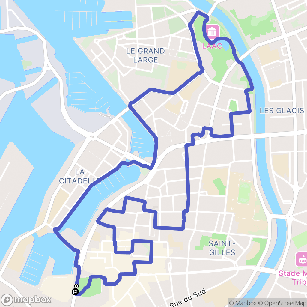 Dunkerque : carte du parcours de randonnée - France