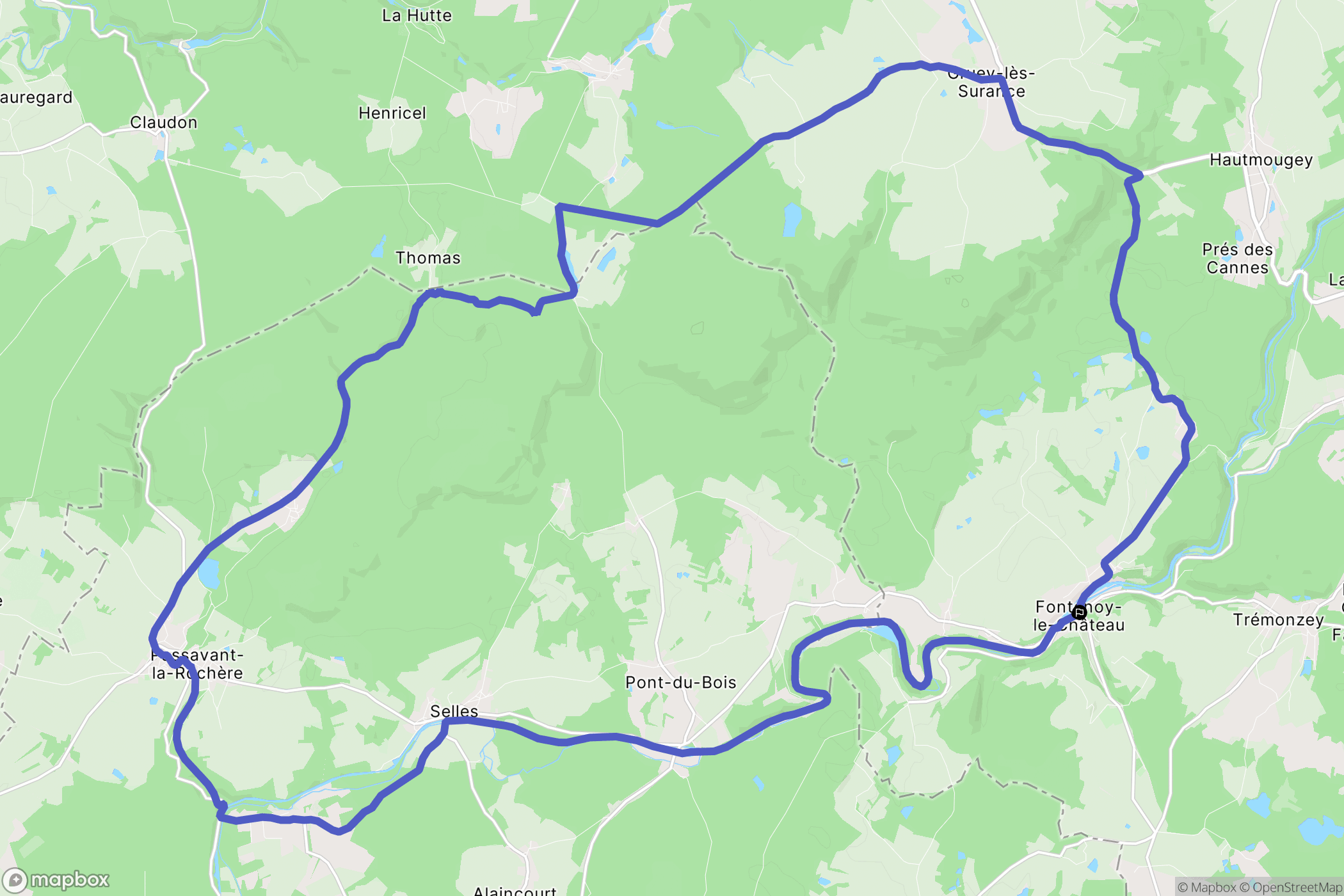 Fontenoy-le-Château : carte du parcours de randonnée - France