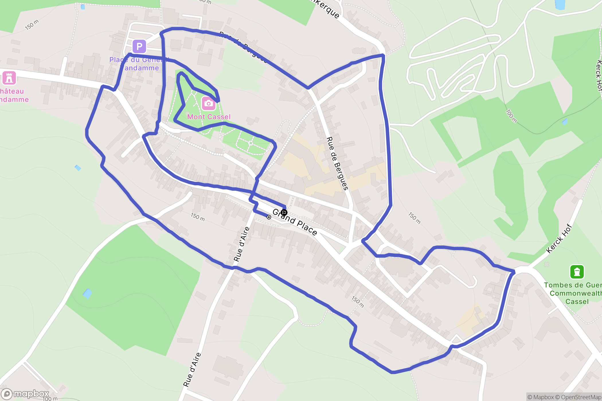Cassel : carte du parcours de randonnée - France