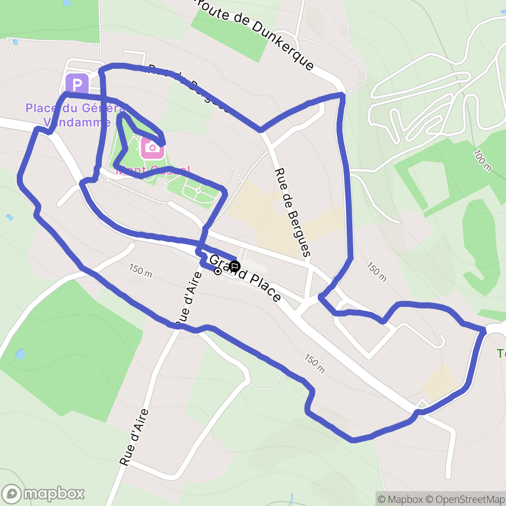 Cassel : carte du parcours de randonnée - France
