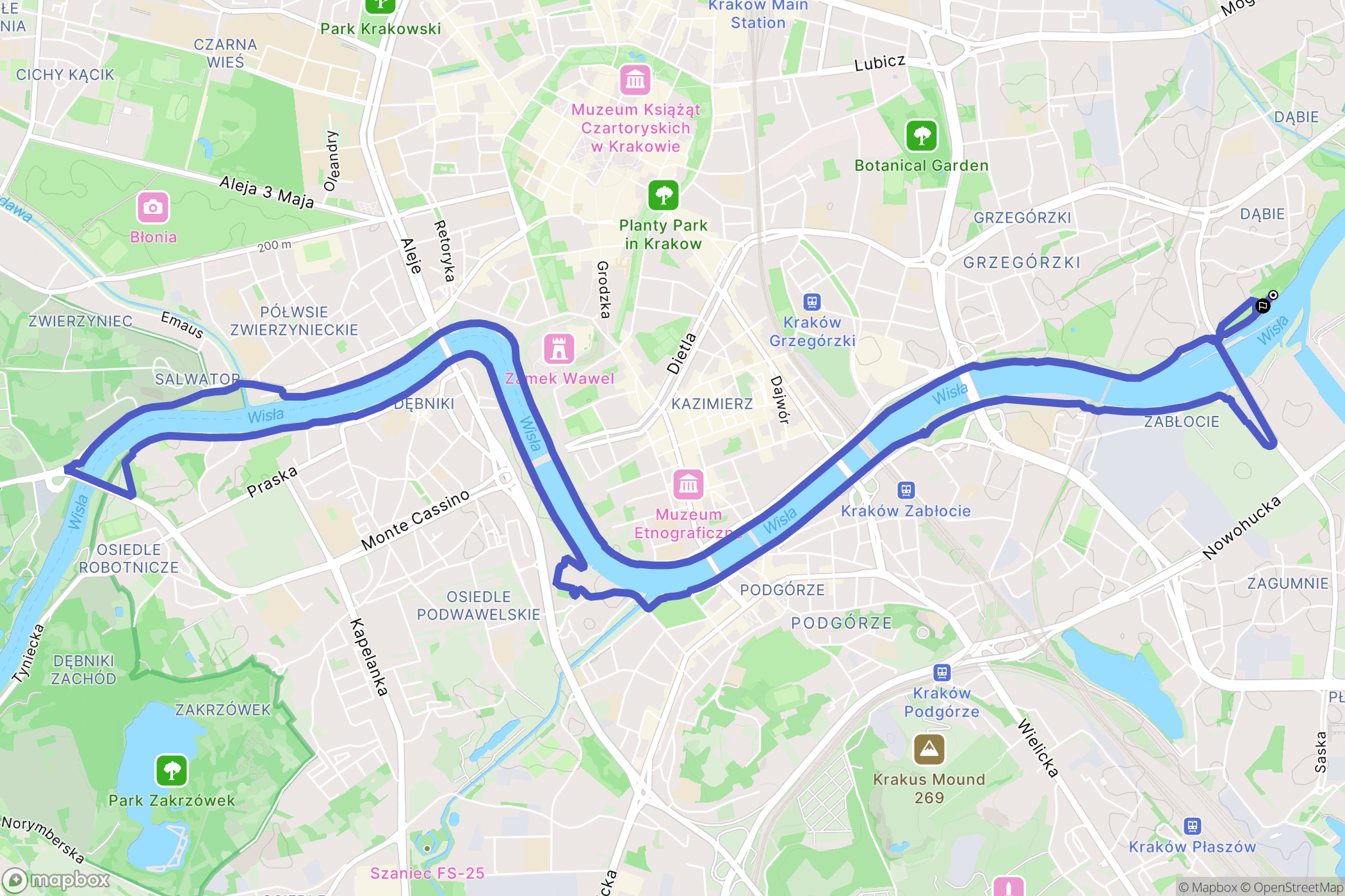Kraków: mapa trasy - Poland