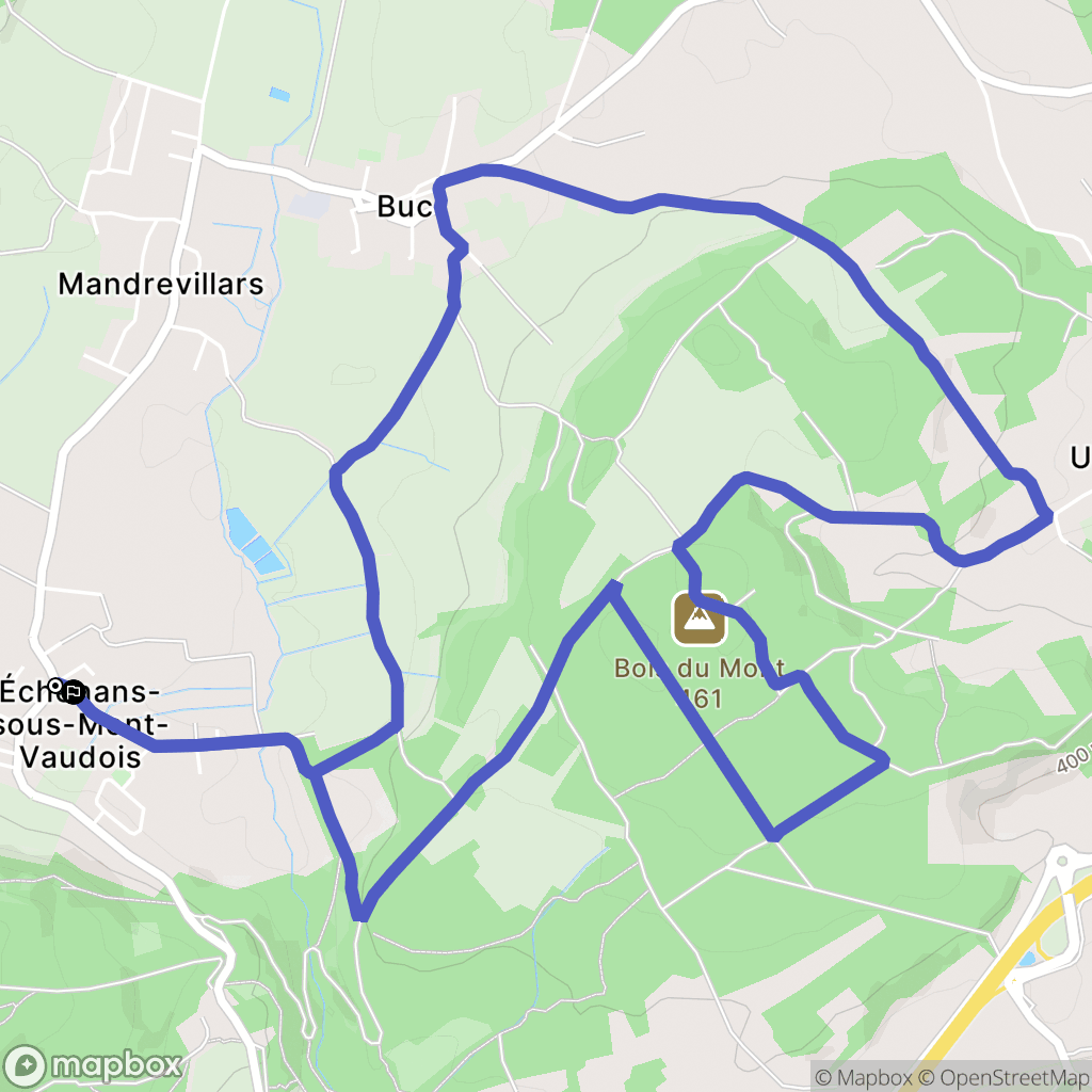 Échenans-sous-Mont-Vaudois : carte du parcours de randonnée - France