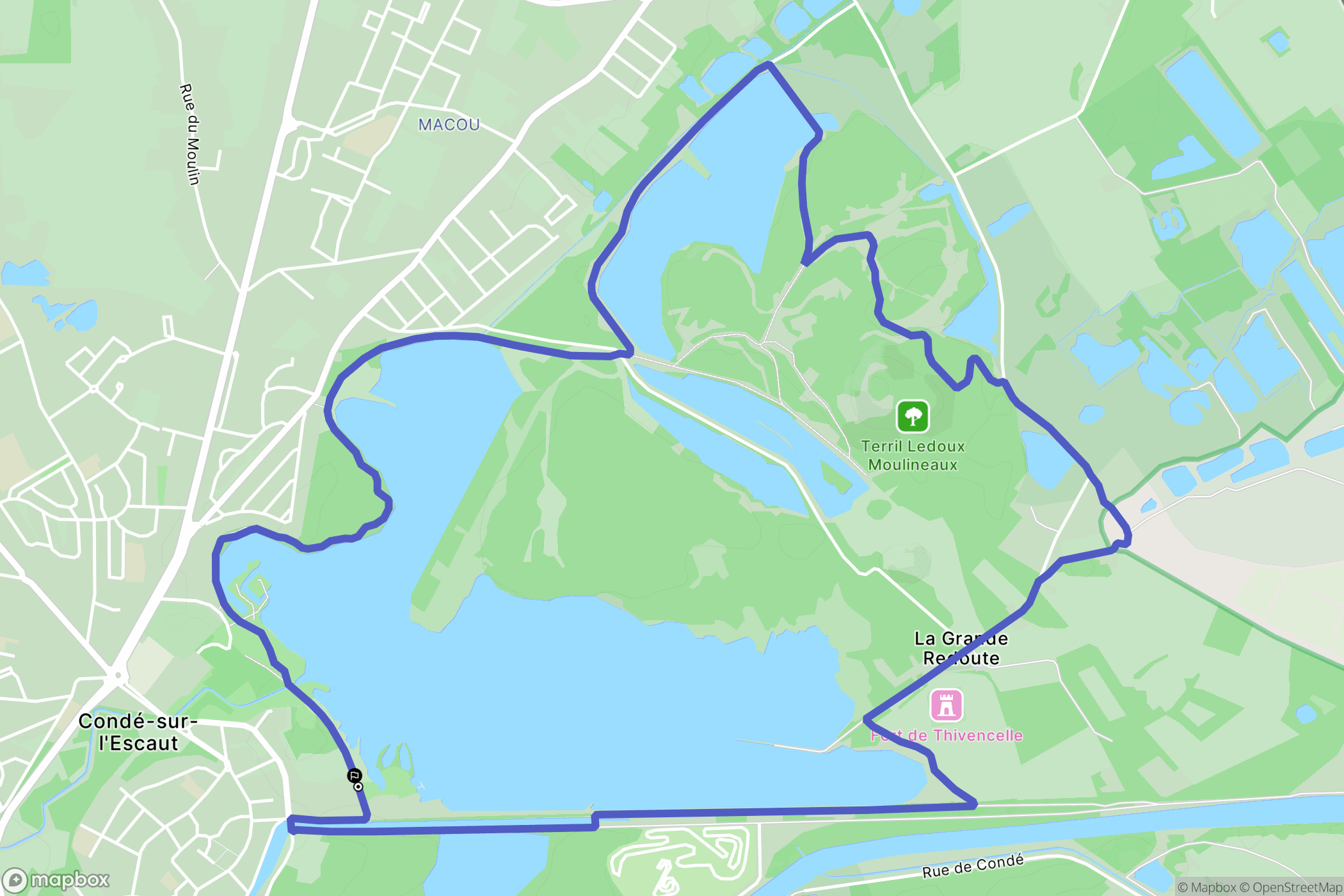 Condé-sur-l'Escaut : carte du parcours de randonnée - France