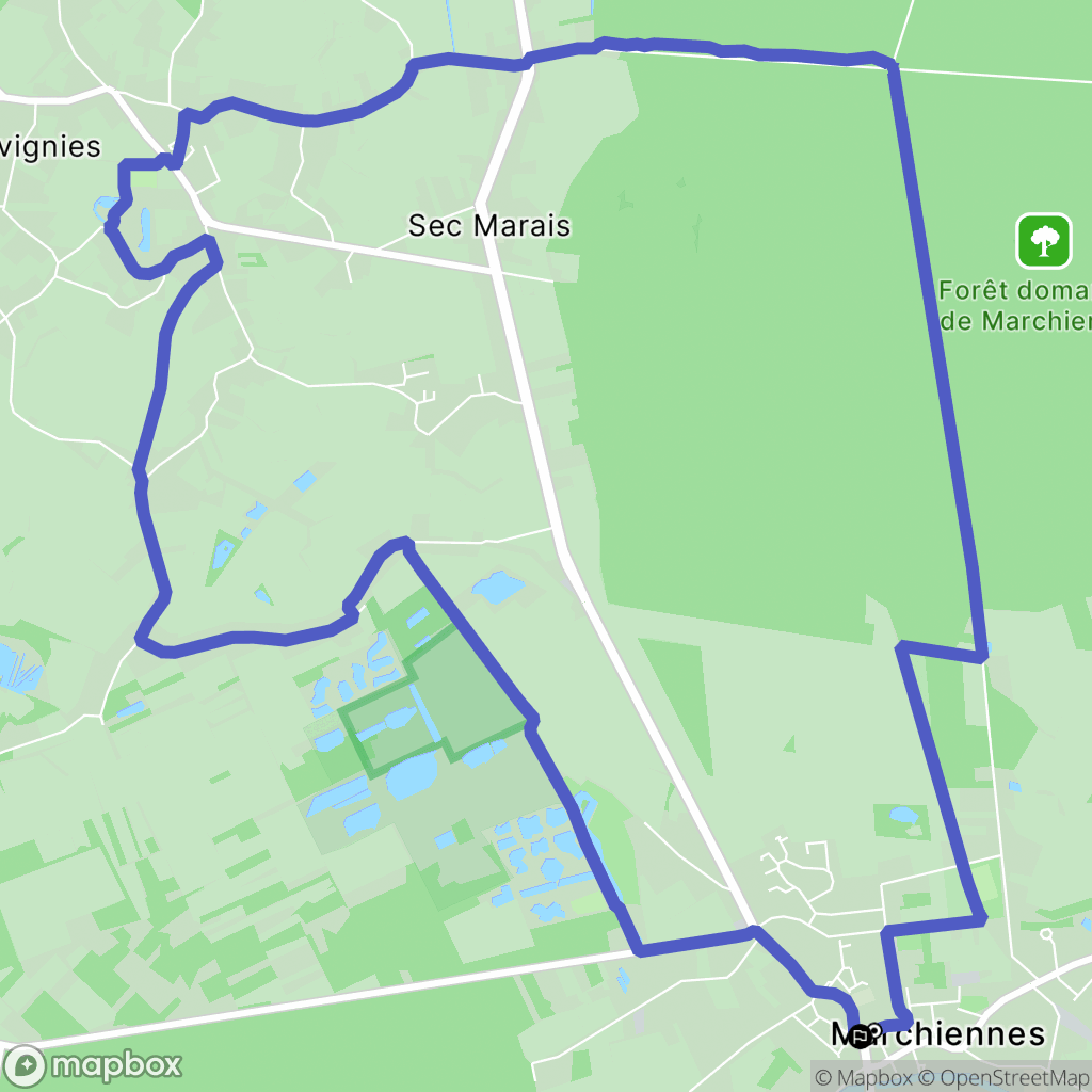 Marchiennes : carte du parcours de randonnée - France