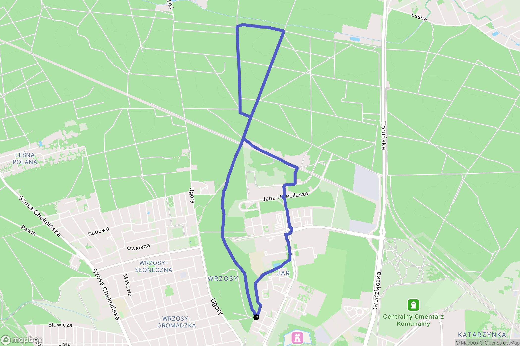 Toruń: mapa trasy - Poland