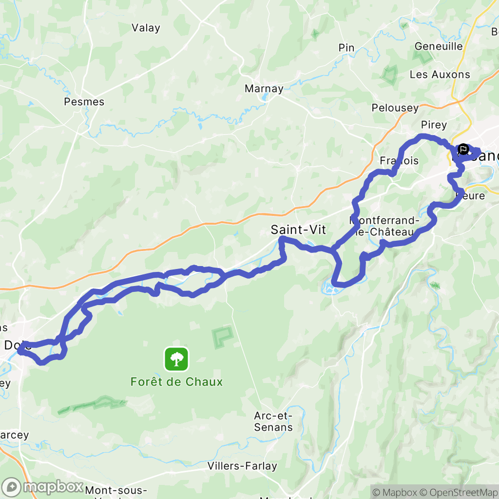 Besançon : carte du parcours de randonnée - France