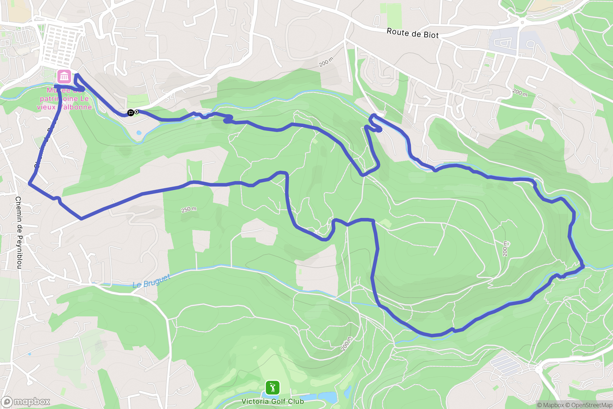 Valbonne : carte du parcours de randonnée - France