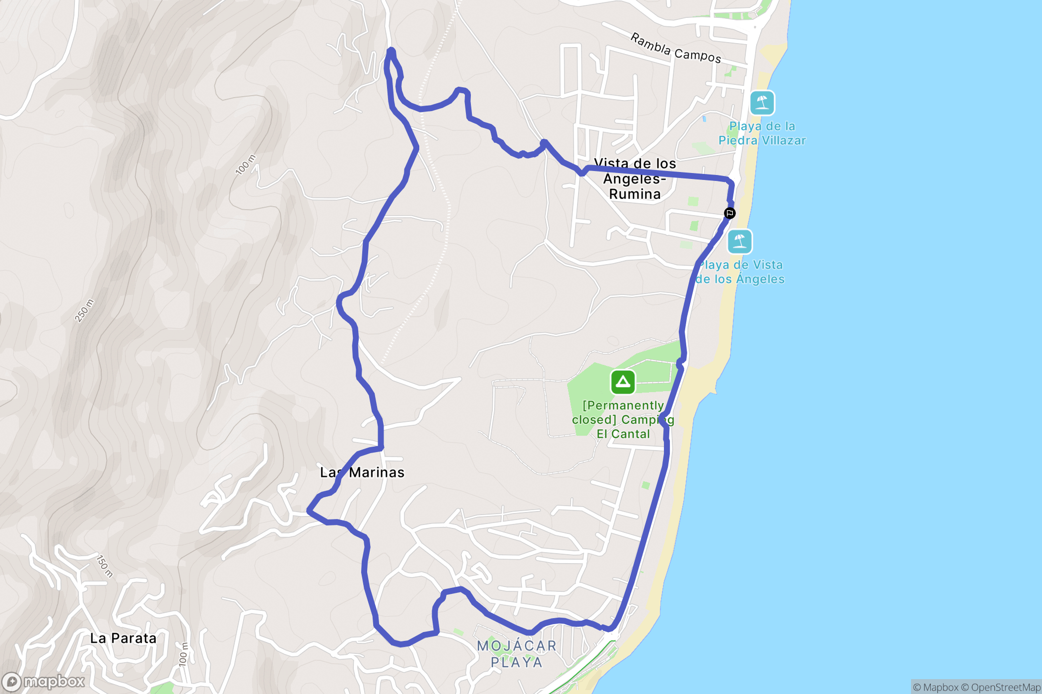 Vista de los Ángeles-Rumina : carte du parcours de randonnée - Spain