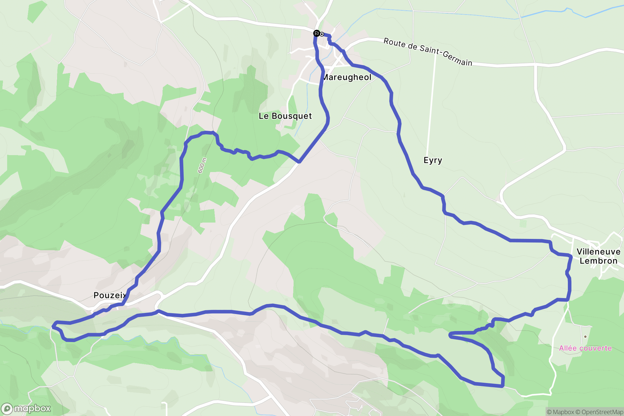 Mareugheol : carte du parcours de randonnée - France
