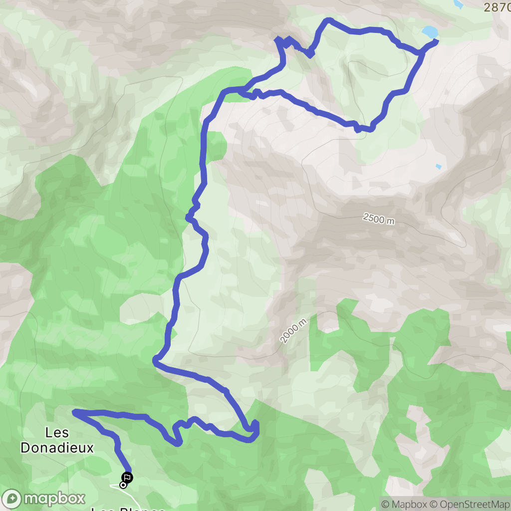 Les Thuiles : carte du parcours de randonnée - France