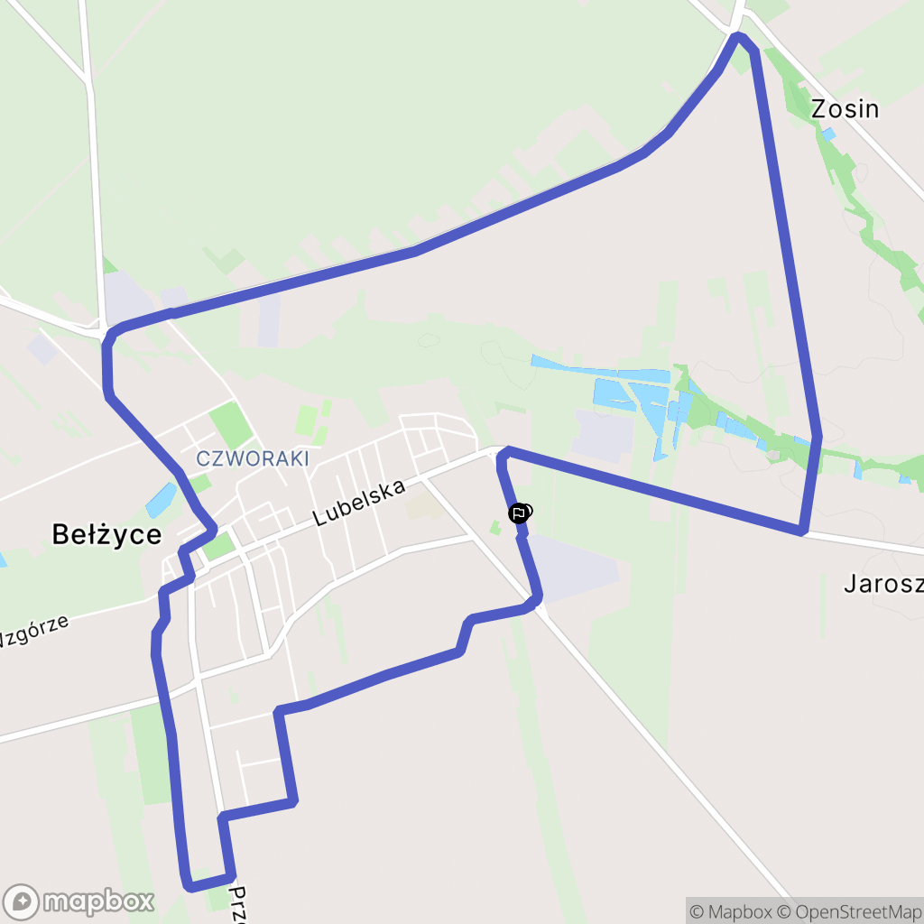 Bełżyce: mapa trasy - Poland
