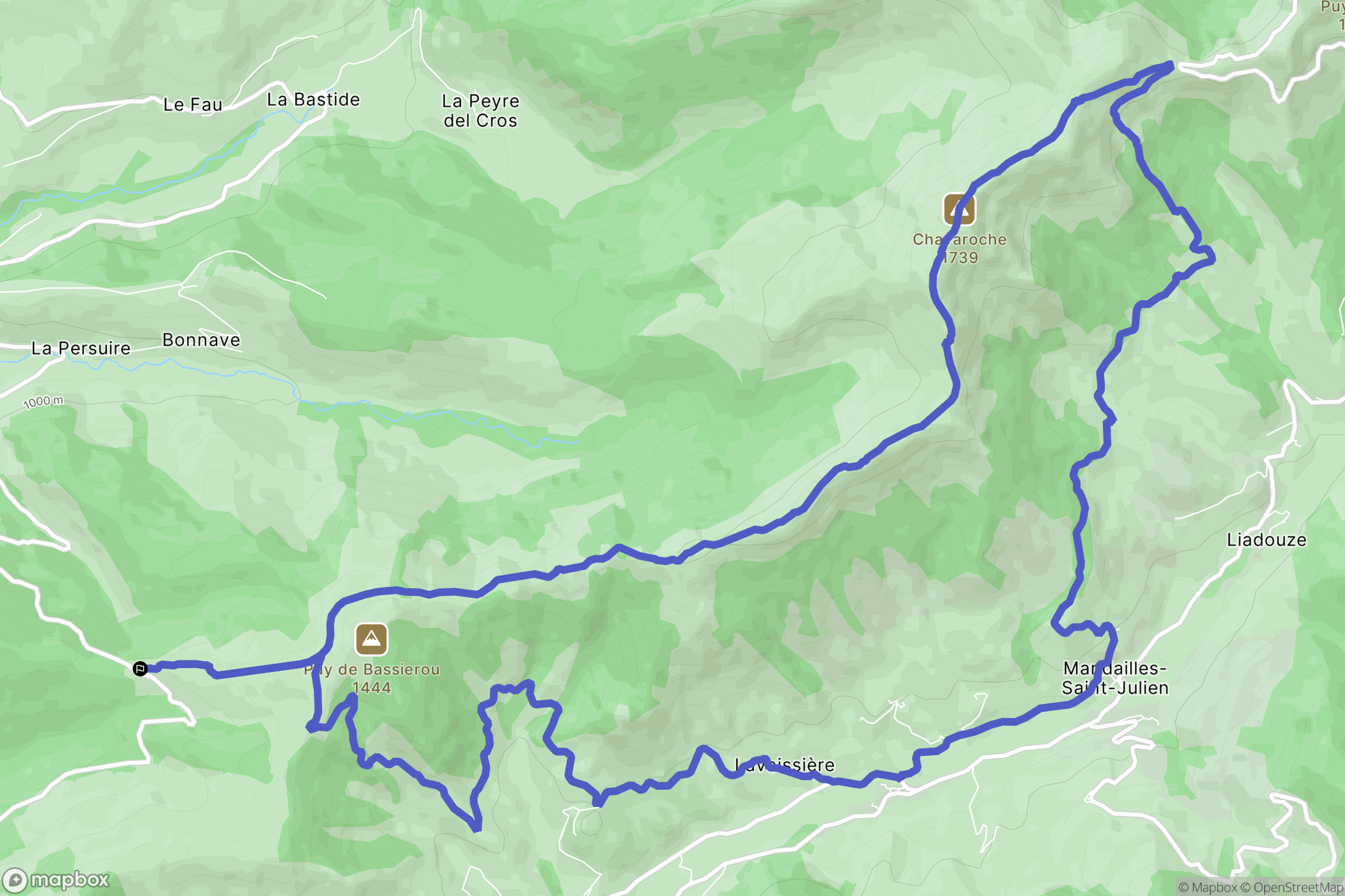 Saint-Projet-de-Salers : carte du parcours de randonnée - France