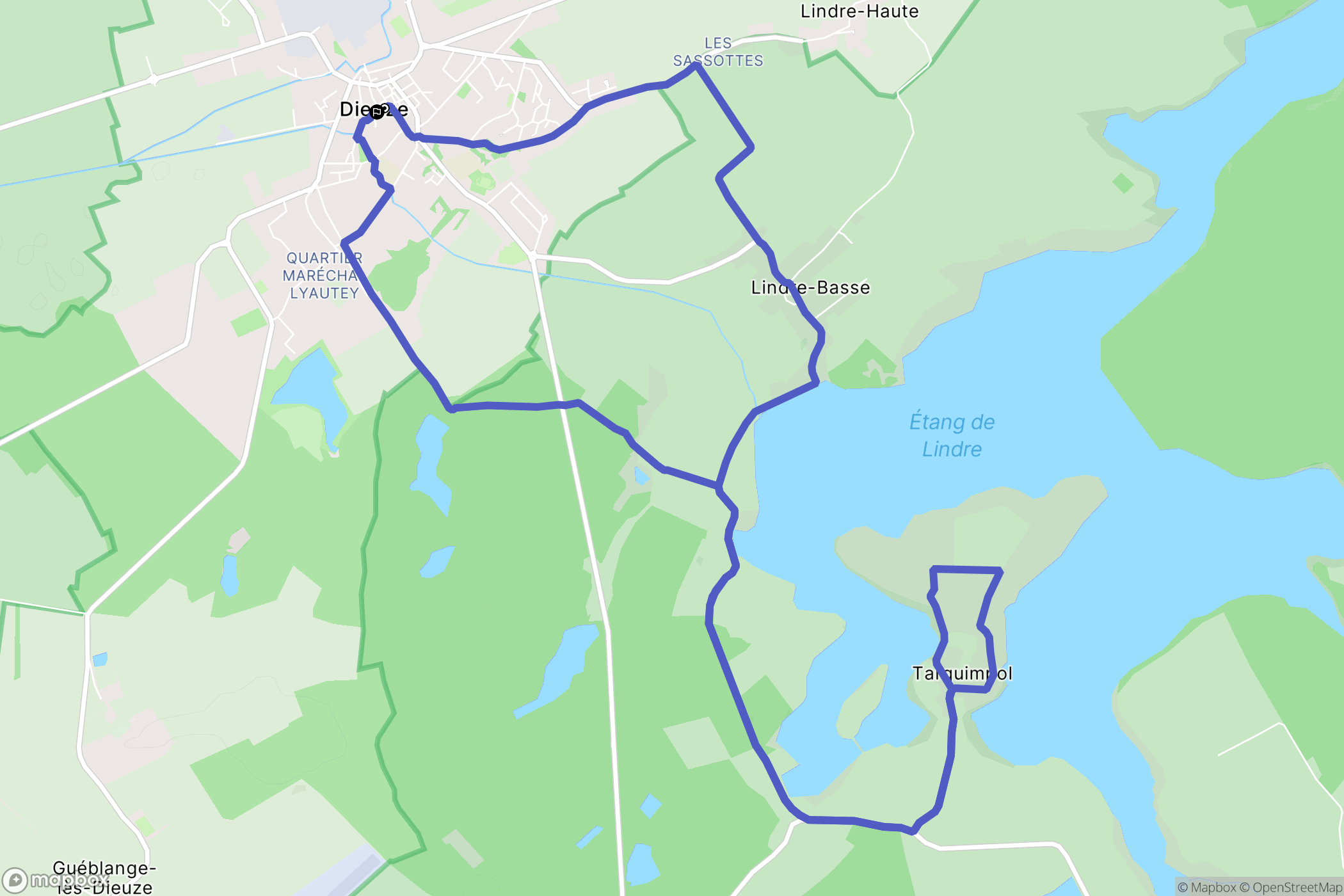 Dieuze : carte du parcours de randonnée - France