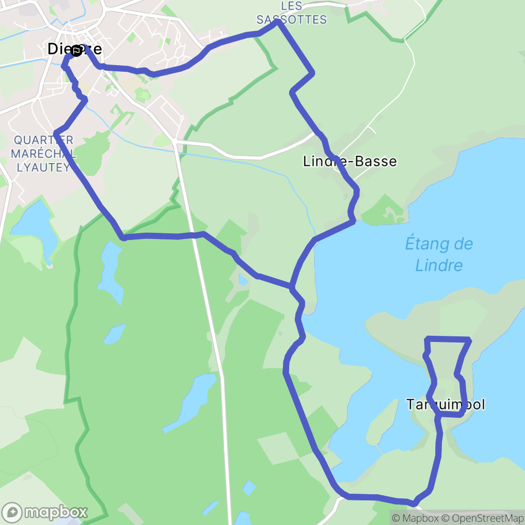 Dieuze : carte du parcours de randonnée - France
