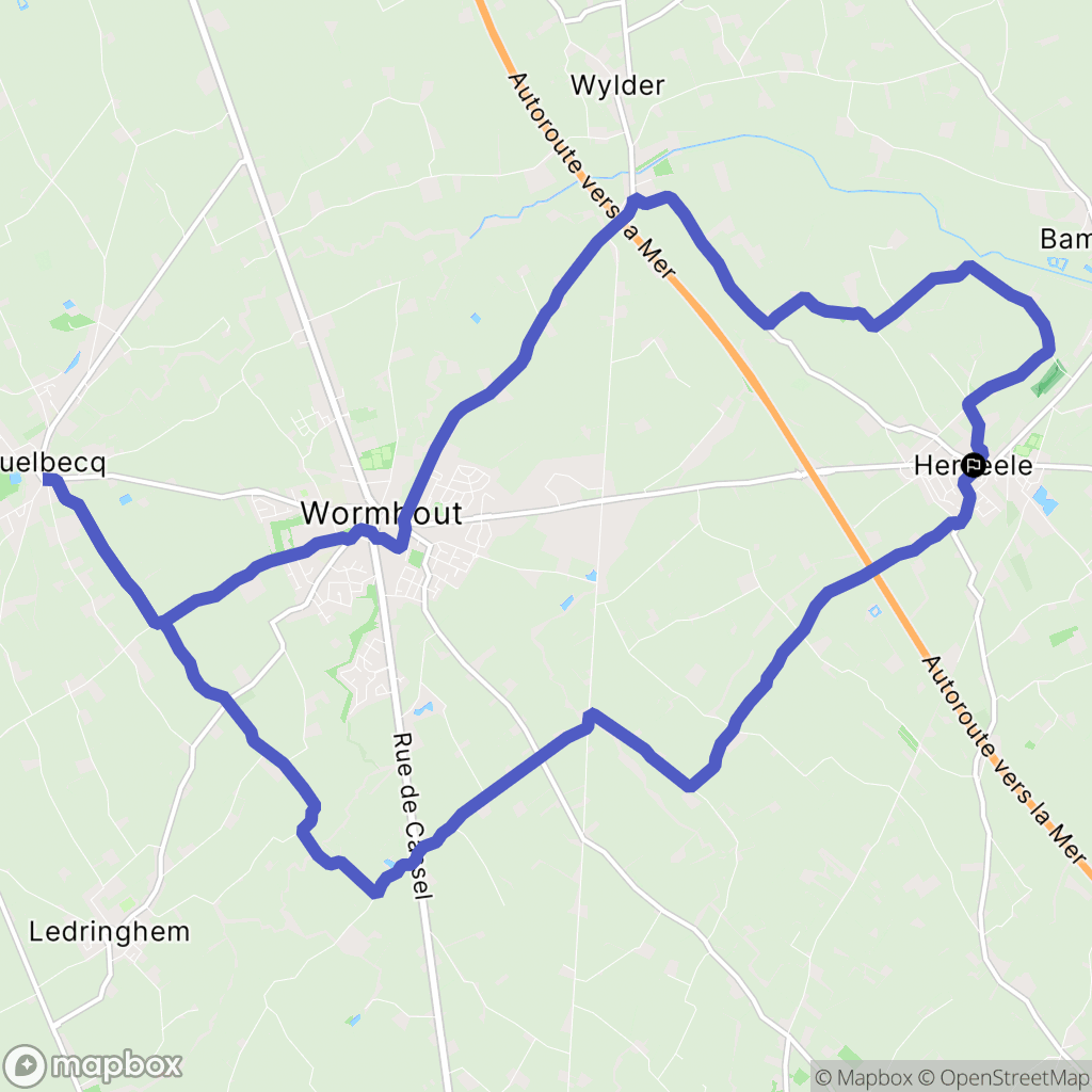 Herzeele : carte du parcours de randonnée - France