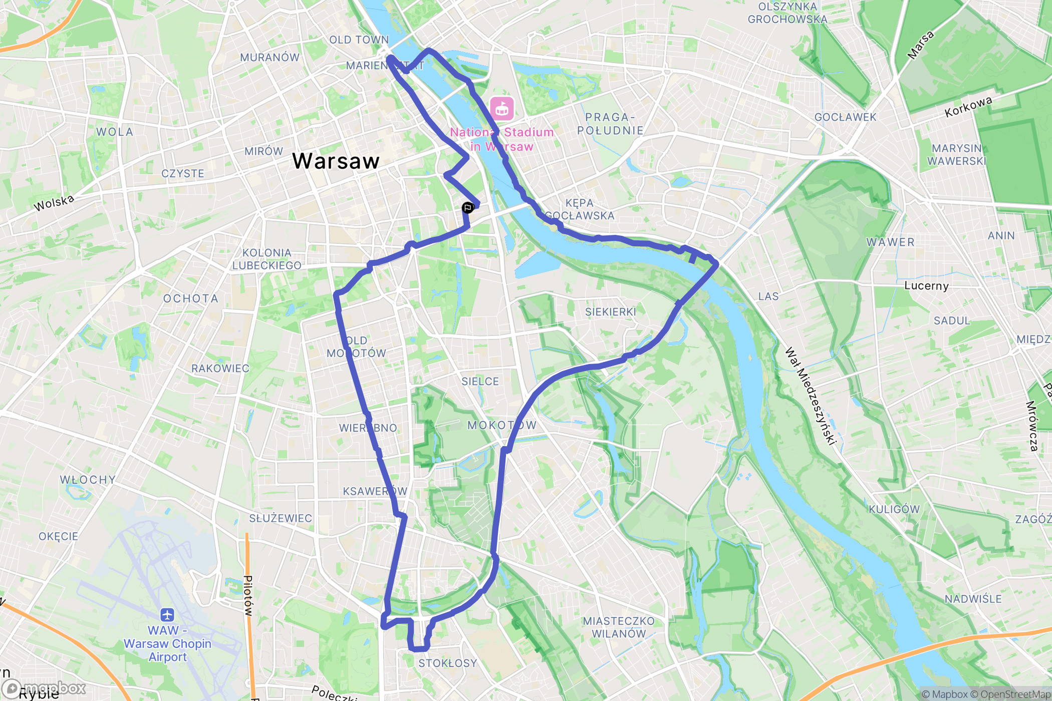 Warszawa: mapa trasy - Poland