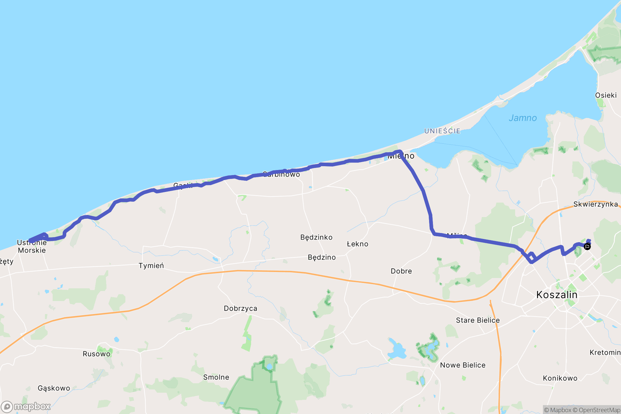 Koszalin: mapa trasy - Poland