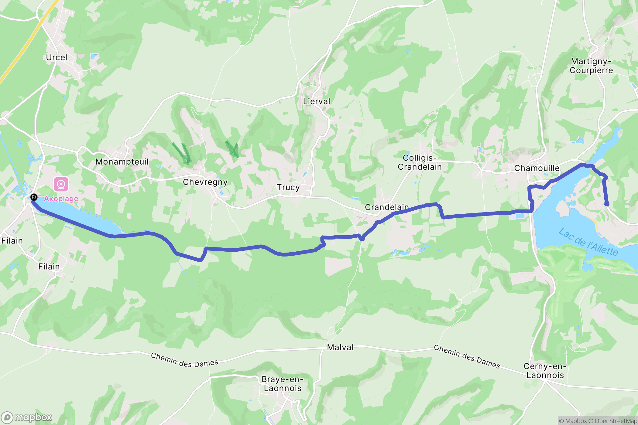 Chavignon : carte du parcours de randonnée - France