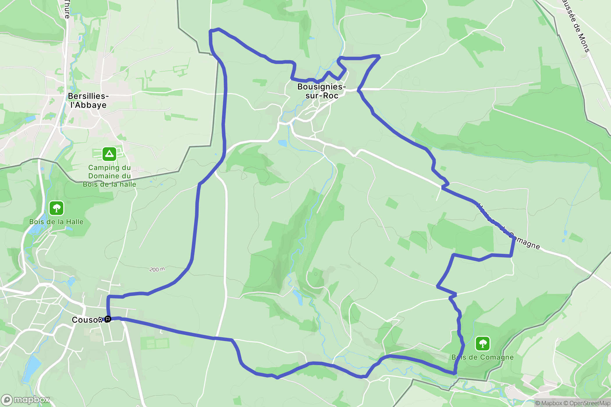 Cousolre : carte du parcours de randonnée - France