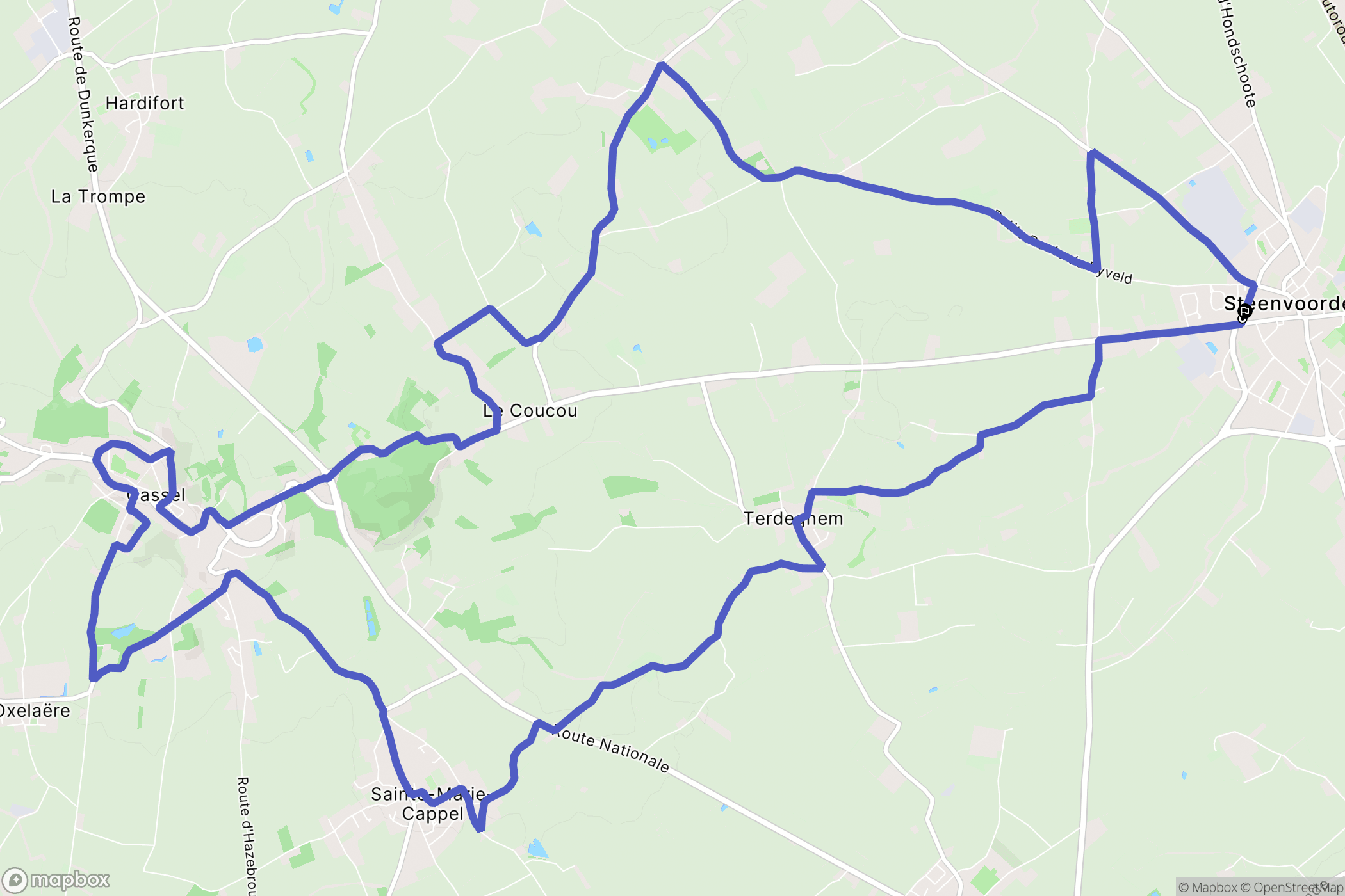 Steenvoorde : carte du parcours de randonnée - France